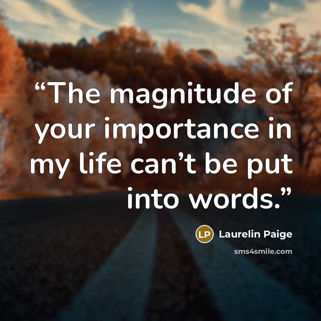 “The magnitude of your importance in my life can’t be put into words.” quote by Laurelin Paige