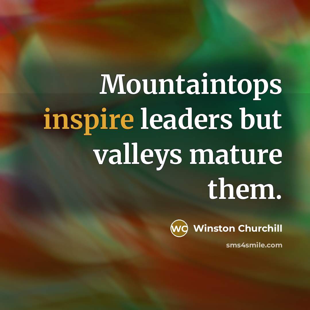 “Mountaintops inspire leaders but valleys mature them.…” quote by Winston Churchill