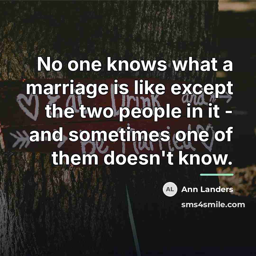 “No one knows what a marriage is like except the…” quote by Ann Landers