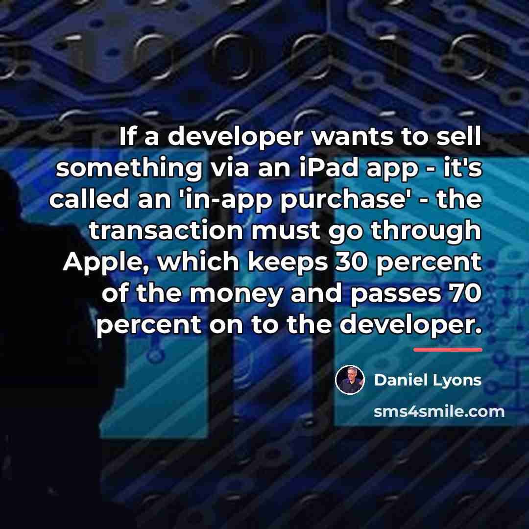 “If a developer wants to sell something via an iPad…” quote by Daniel Lyons