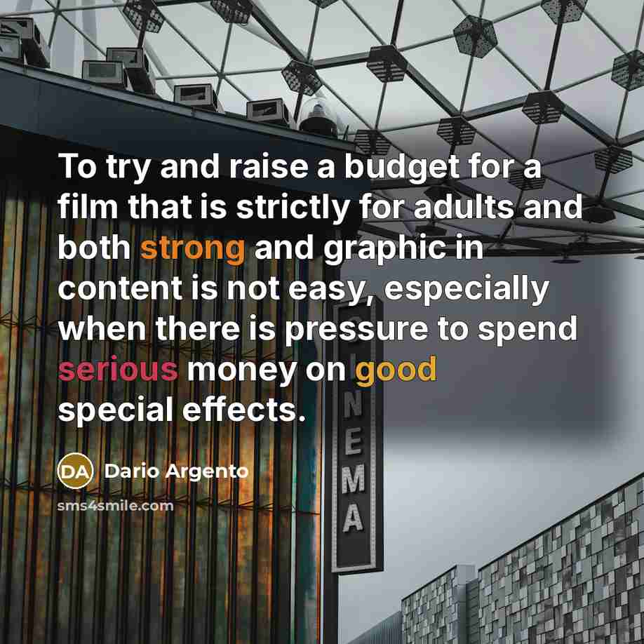 “To try and raise a budget for a film that…” quote by Dario Argento