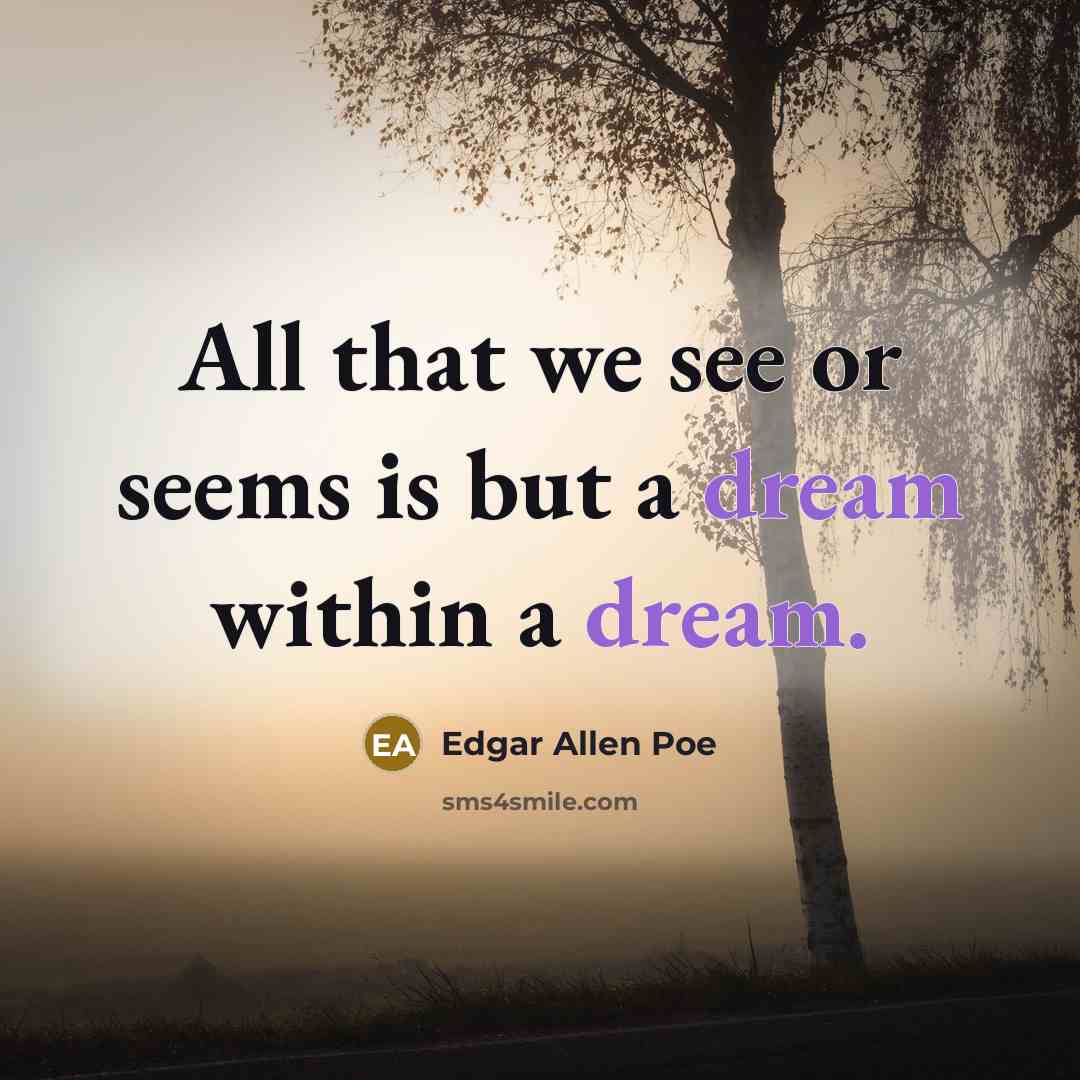 “All that we see or seems is but a dream…” quote by Edgar Allen Poe