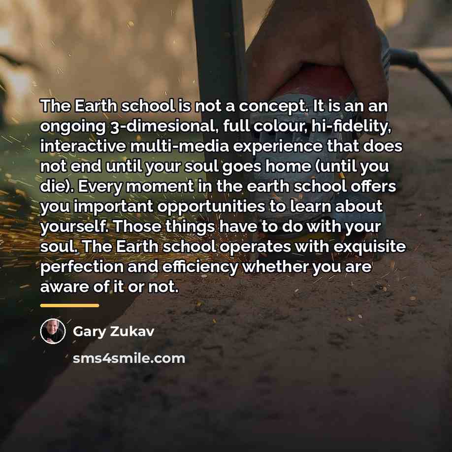 “The Earth school is not a concept. It is an…” quote by Gary Zukav