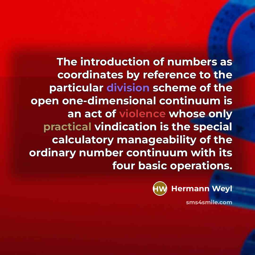 “The introduction of numbers as coordinates by reference to the…” quote by Hermann Weyl