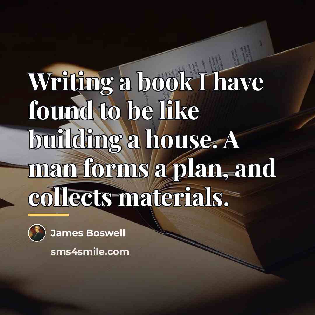 “Writing a book I have found to be like building…” quote by James Boswell