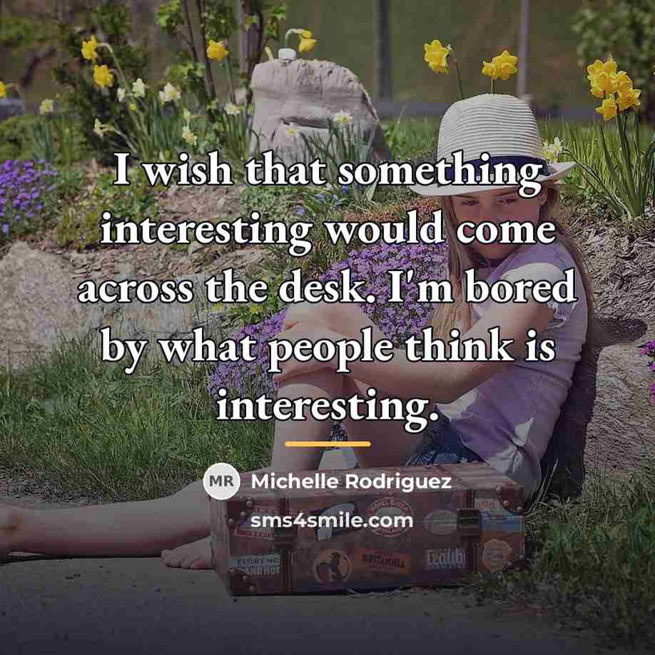 “I wish that something interesting would come across the desk.…” quote by Michelle Rodriguez