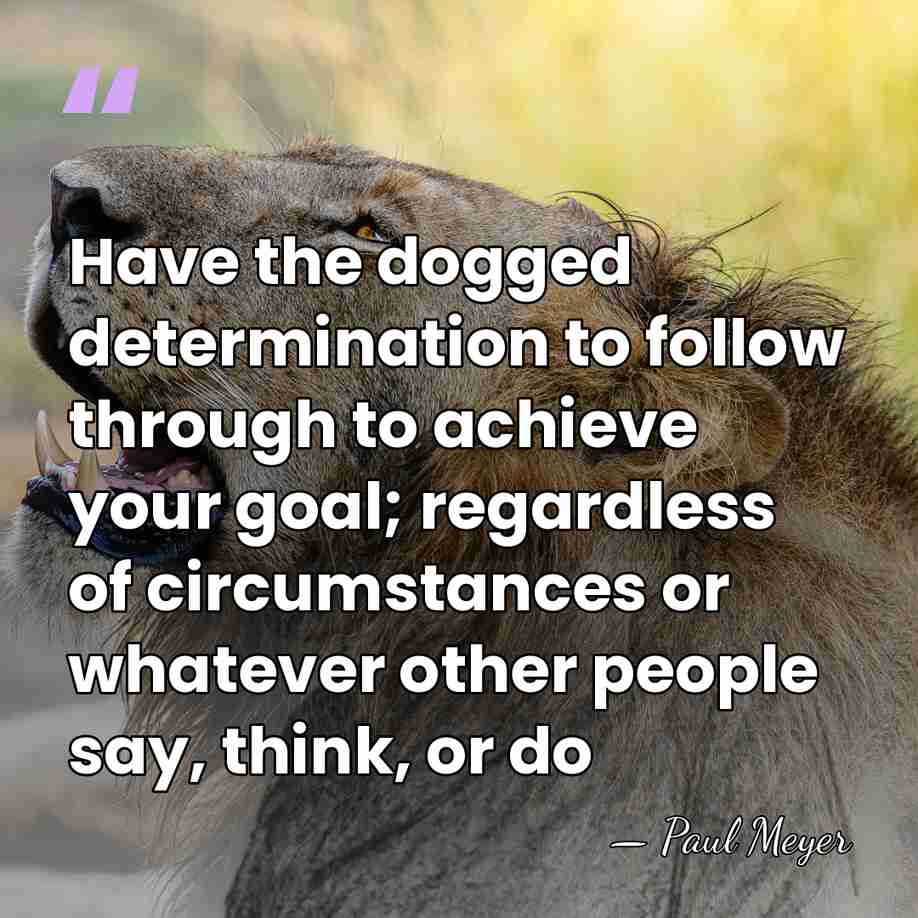 Have the dogged determination to follow through to achieve your goal; regardless&hellip; - Paul Meyer