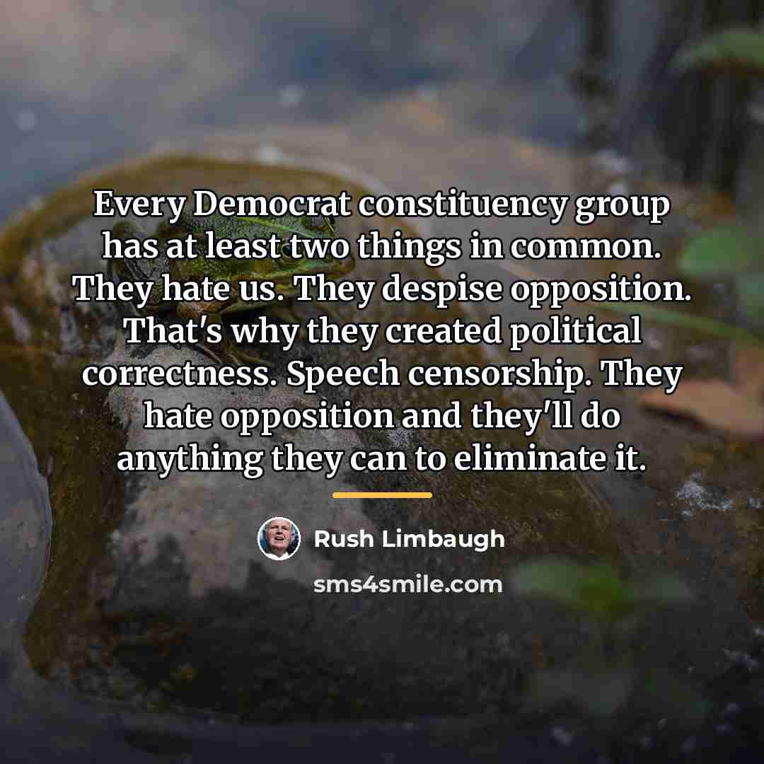 “Every Democrat constituency group has at least two things in…” quote by Rush Limbaugh