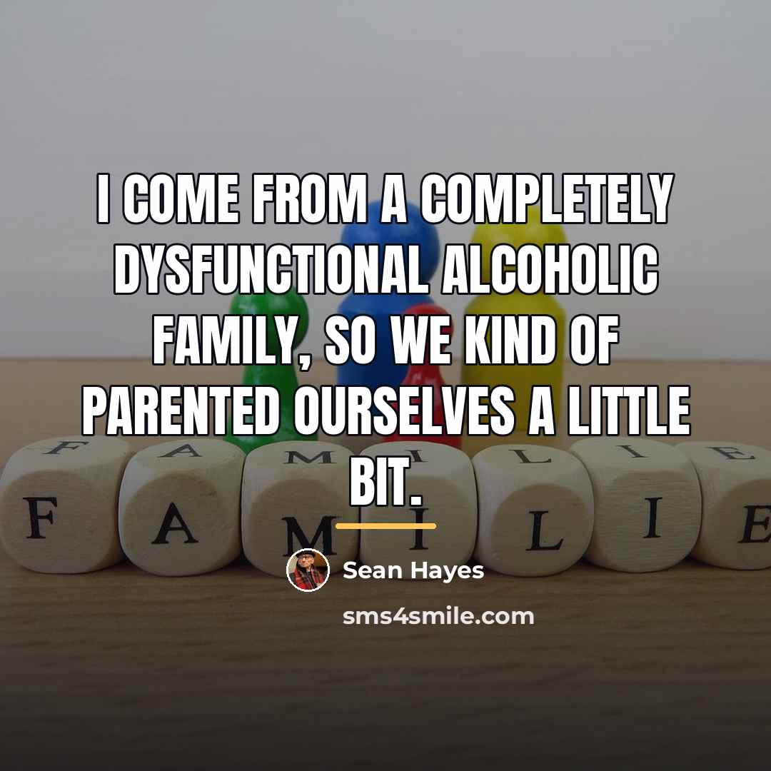 “I come from a completely dysfunctional alcoholic family, so we…” quote by Sean Hayes