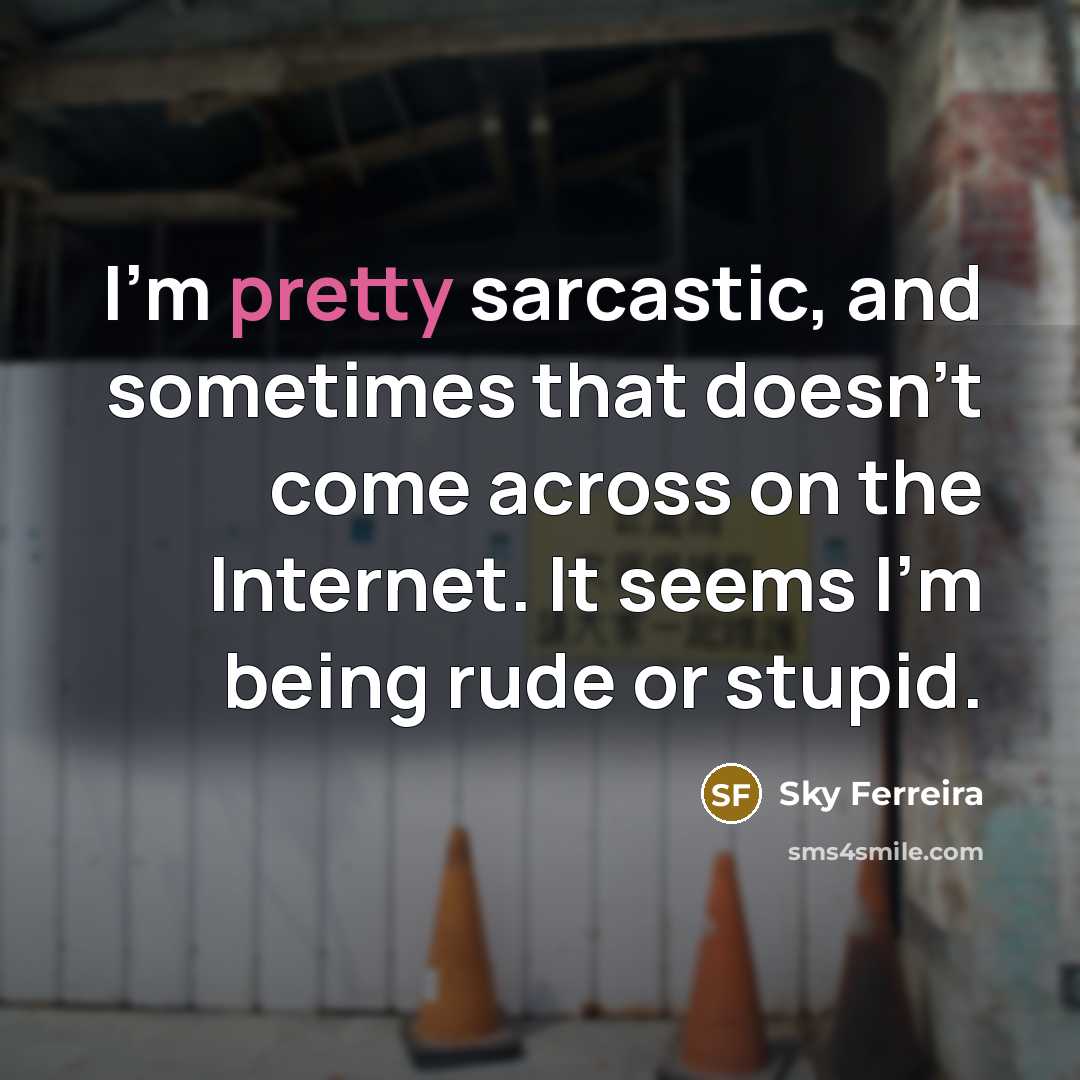 “I'm pretty sarcastic, and sometimes that doesn't come across on…” quote by Sky Ferreira