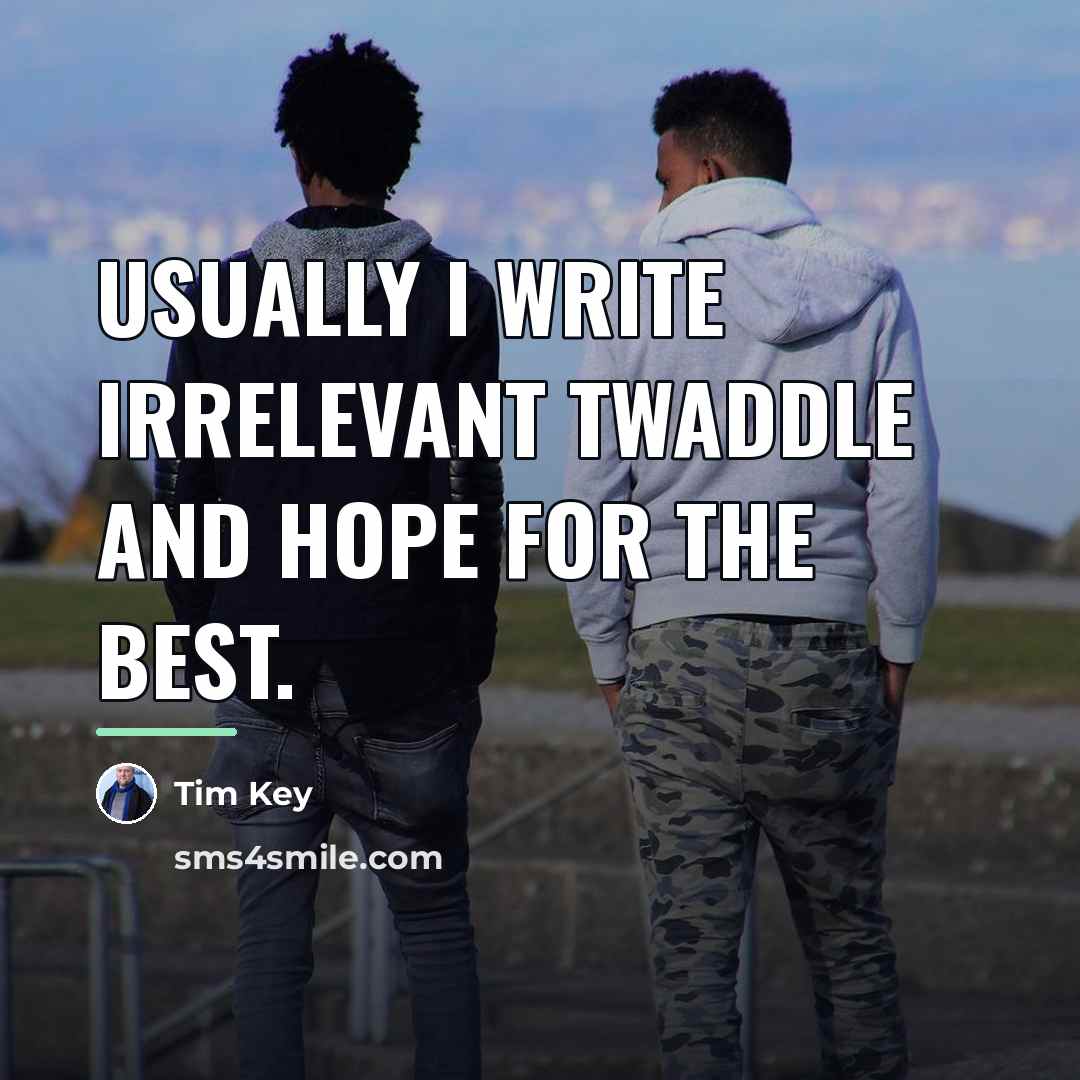“Usually I write irrelevant twaddle and hope for the best.…” quote by Tim Key