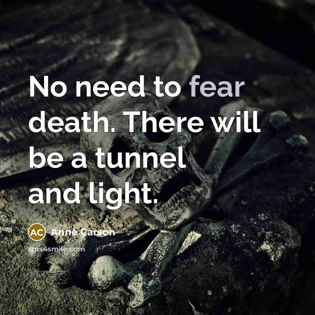 “No need to fear death. There will be a tunnel…” quote by Anne Carson