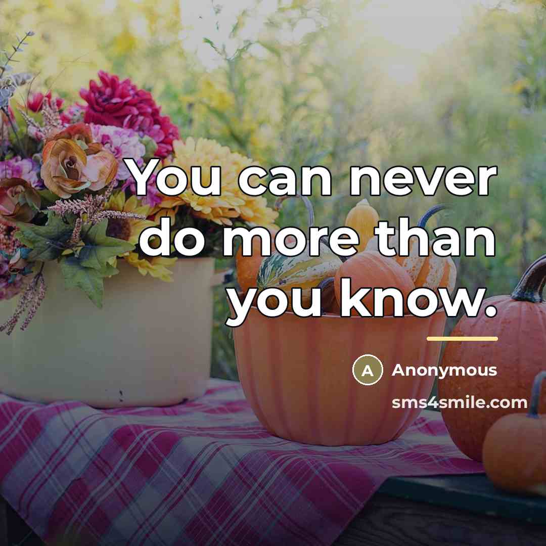 “You can never do more than you know.…” quote by Anonymous