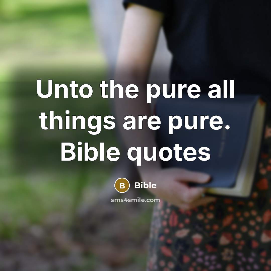 “Unto the pure all things are pure. Bible quotes…” quote by Bible