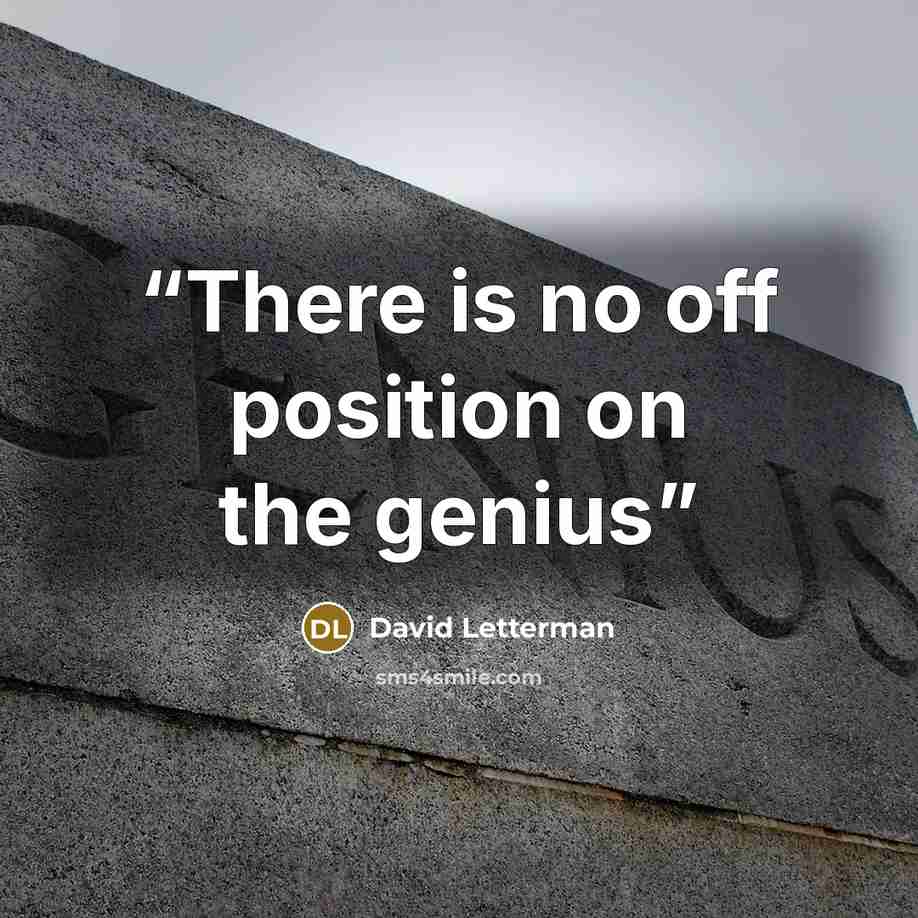 “There is no off position on the genius” quote by David Letterman
