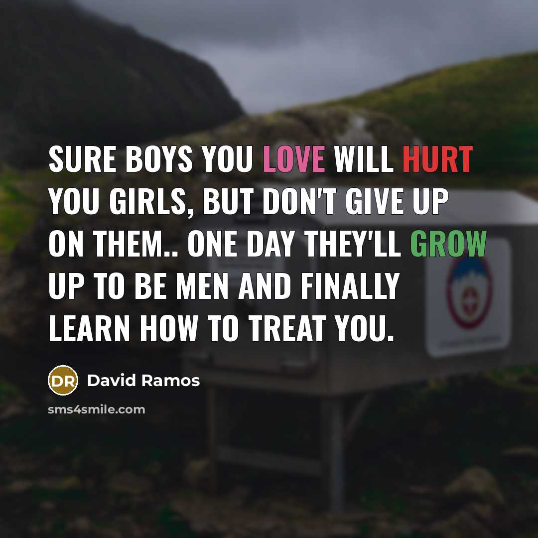 “Sure boys you love will hurt you girls, but don't…” quote by David Ramos