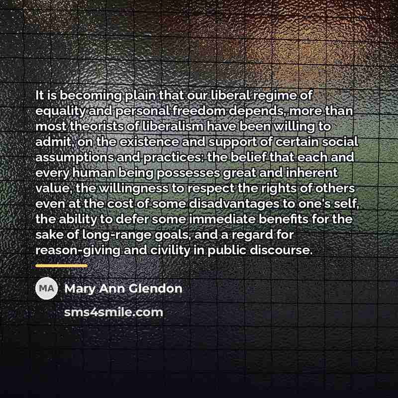 “It is becoming plain that our liberal regime of equality…” quote by Mary Ann Glendon