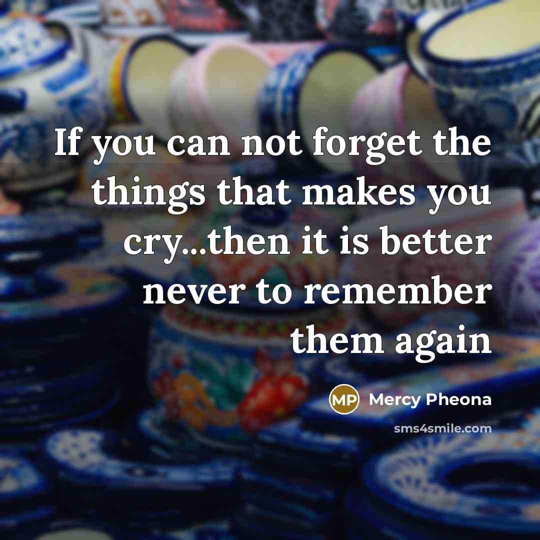 “If you can not forget the things that makes you…” quote by Mercy Pheona