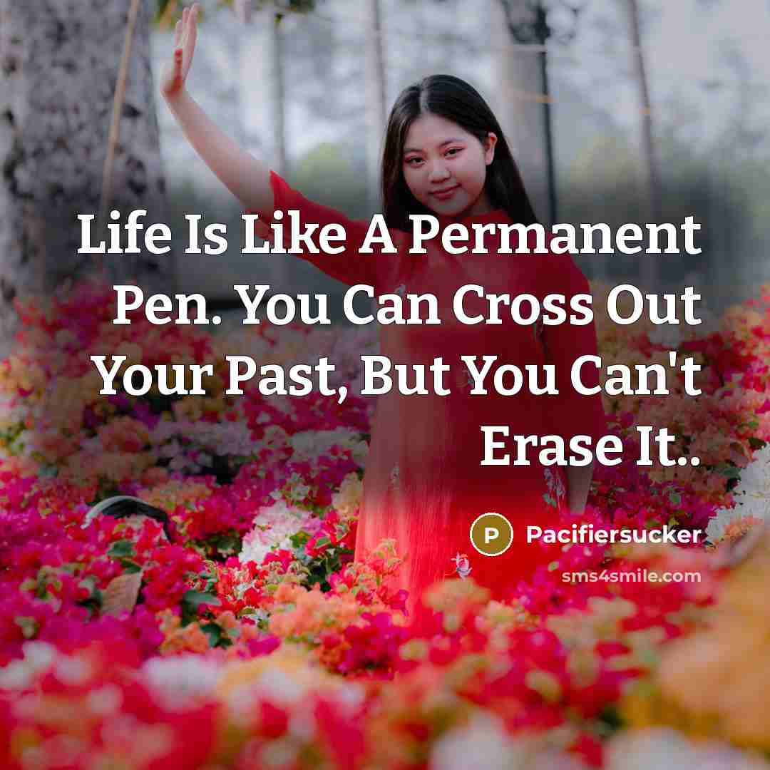 “Life Is Like A Permanent Pen. You Can Cross Out…” quote by Pacifiersucker