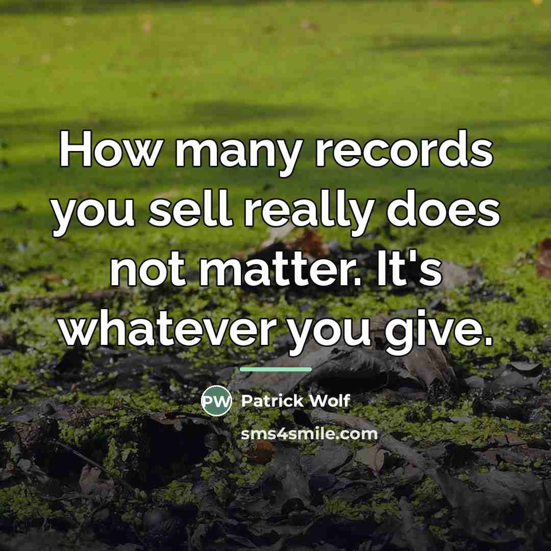 “How many records you sell really does not matter. It's…” quote by Patrick Wolf