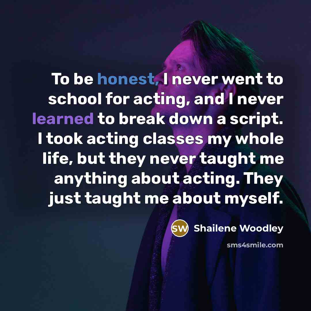 “To be honest, I never went to school for acting,…” quote by Shailene Woodley