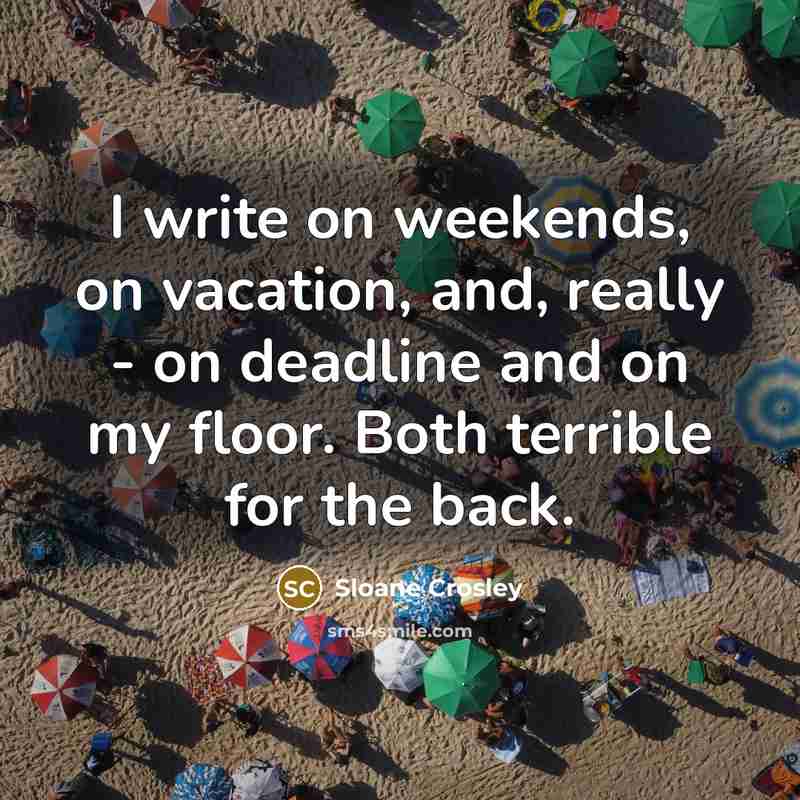 “I write on weekends, on vacation, and, really - on…” quote by Sloane Crosley