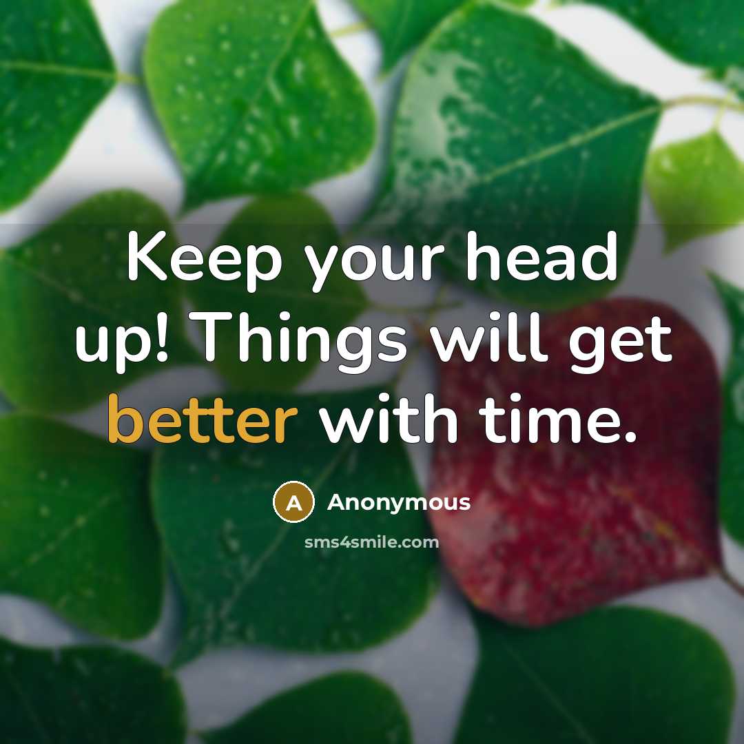 “Keep your head up! Things will get better with time.” quote by Anonymous
