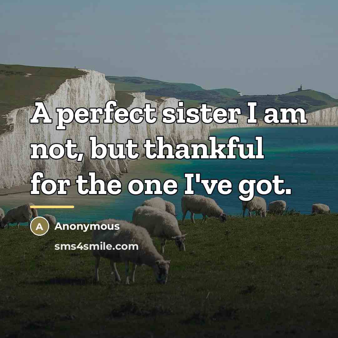 “A perfect sister I am not, but thankful for the…” quote by Anonymous