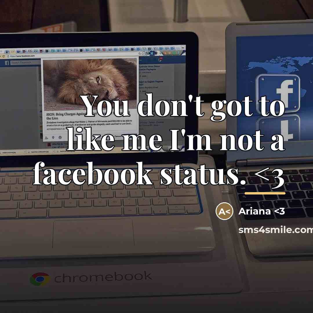 “You don't got to like me I'm not a facebook…” quote by Ariana <3