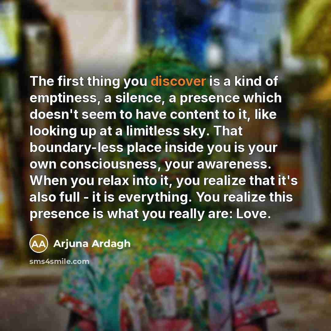 “The first thing you discover is a kind of emptiness,…” quote by Arjuna Ardagh