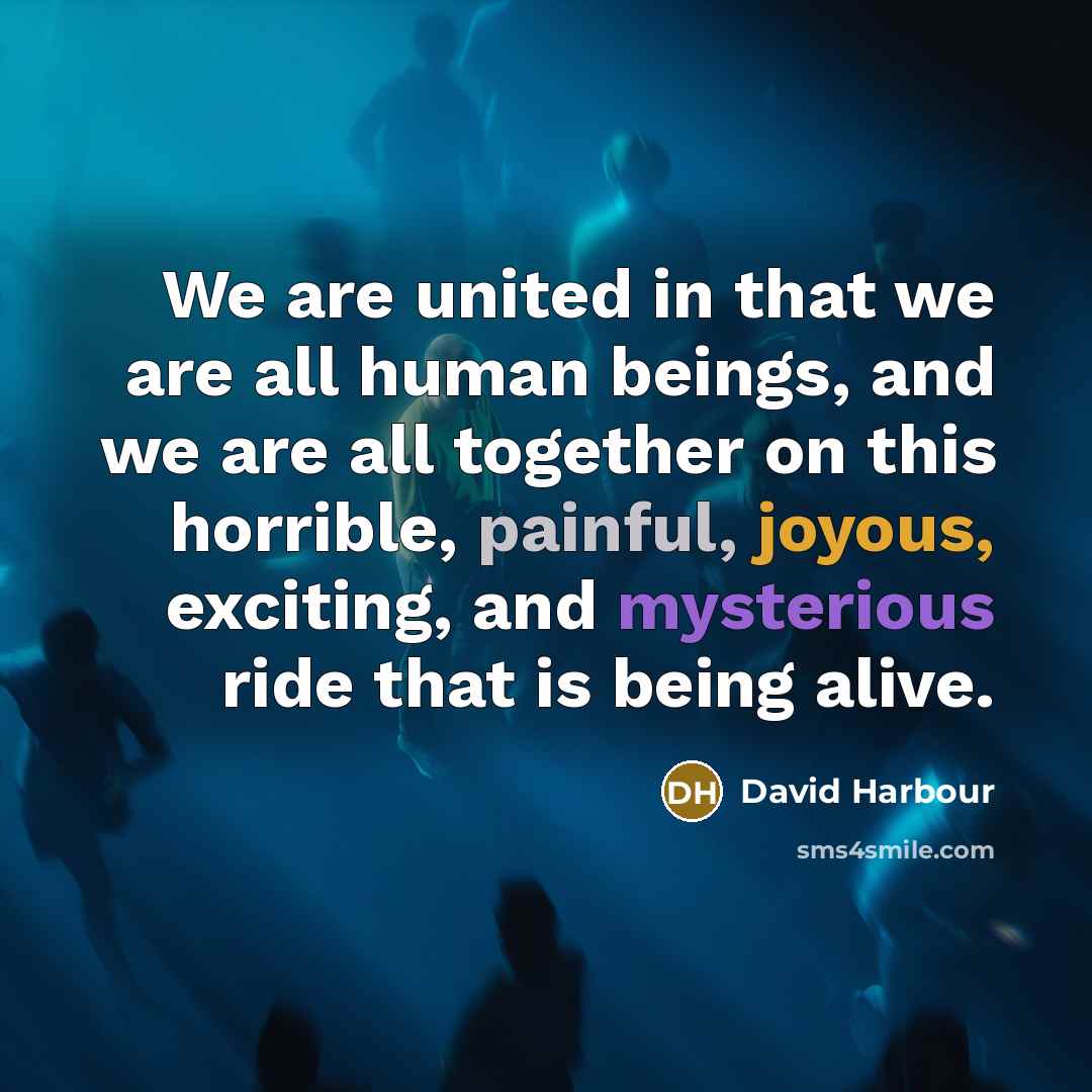 “We are united in that we are all human beings,…” quote by David Harbour