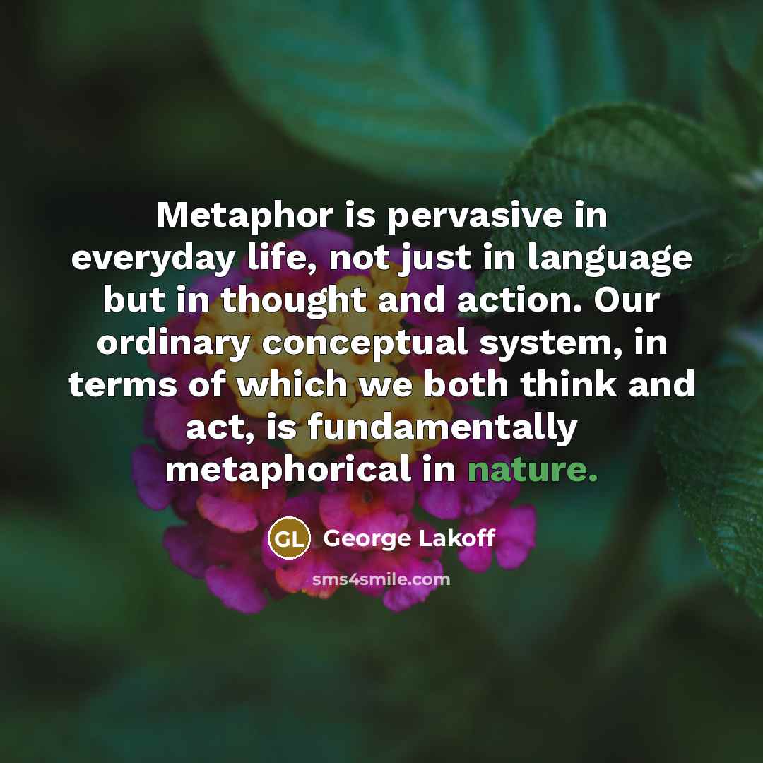 “Metaphor is pervasive in everyday life, not just in language…” quote by George Lakoff