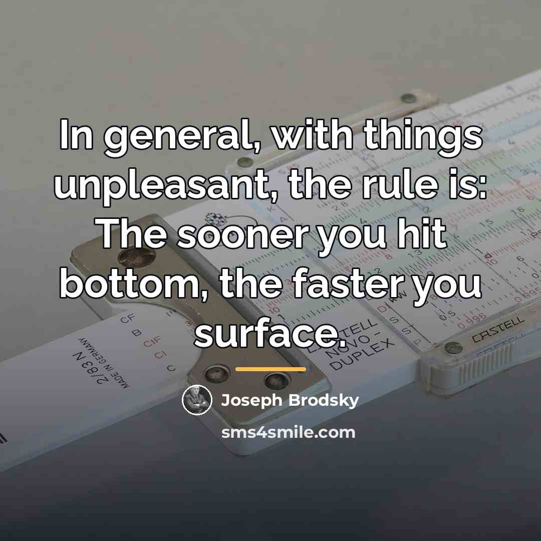 “In general, with things unpleasant, the rule is: The sooner…” quote by Joseph Brodsky
