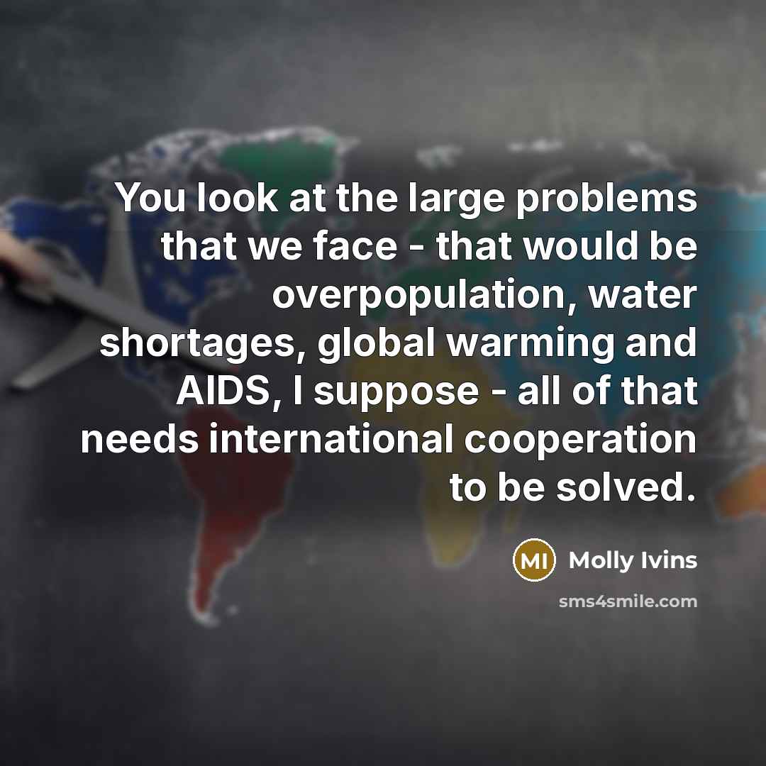 “You look at the large problems that we face -…” quote by Molly Ivins