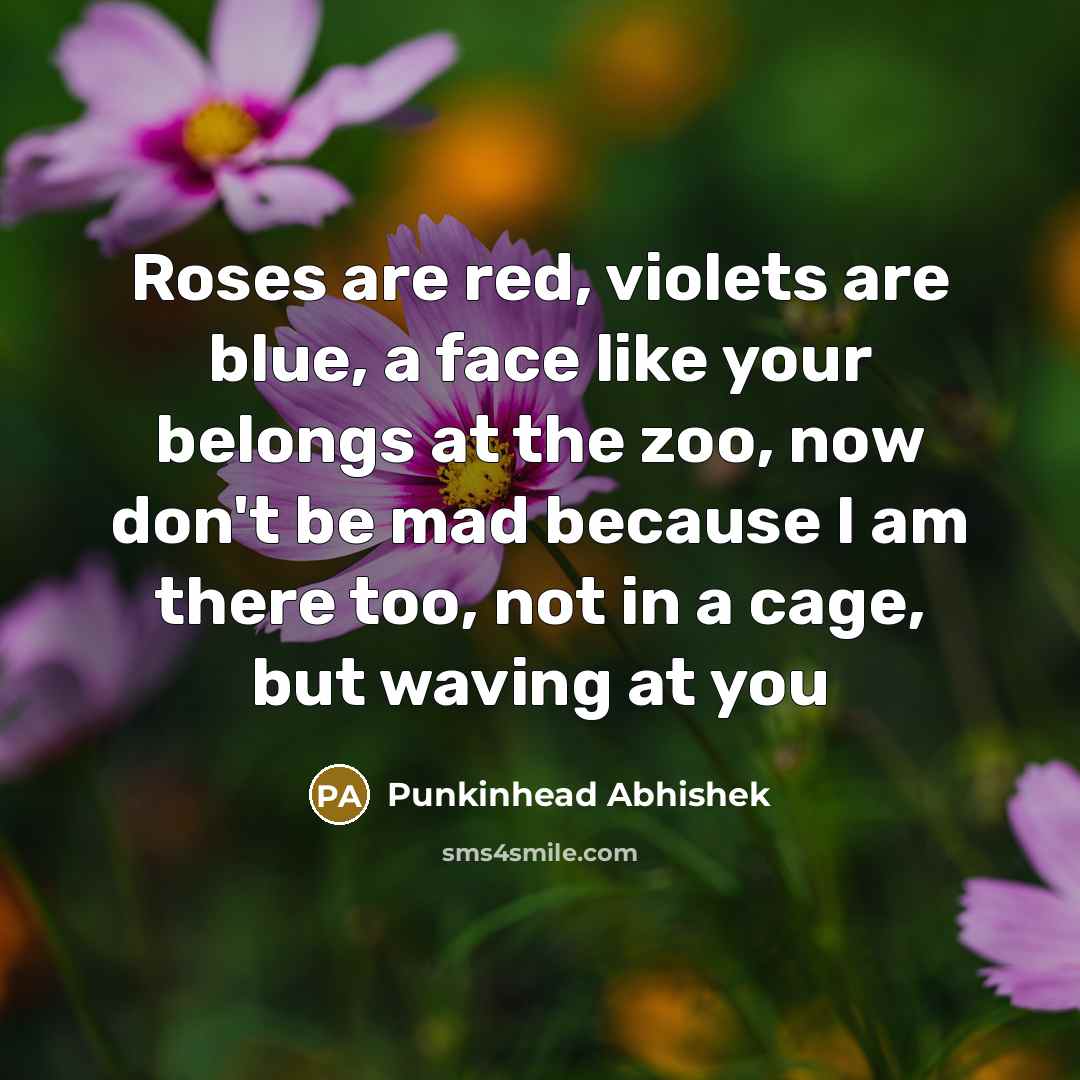 “Roses are red, violets are blue, a face like your…” quote by Punkinhead Abhishek