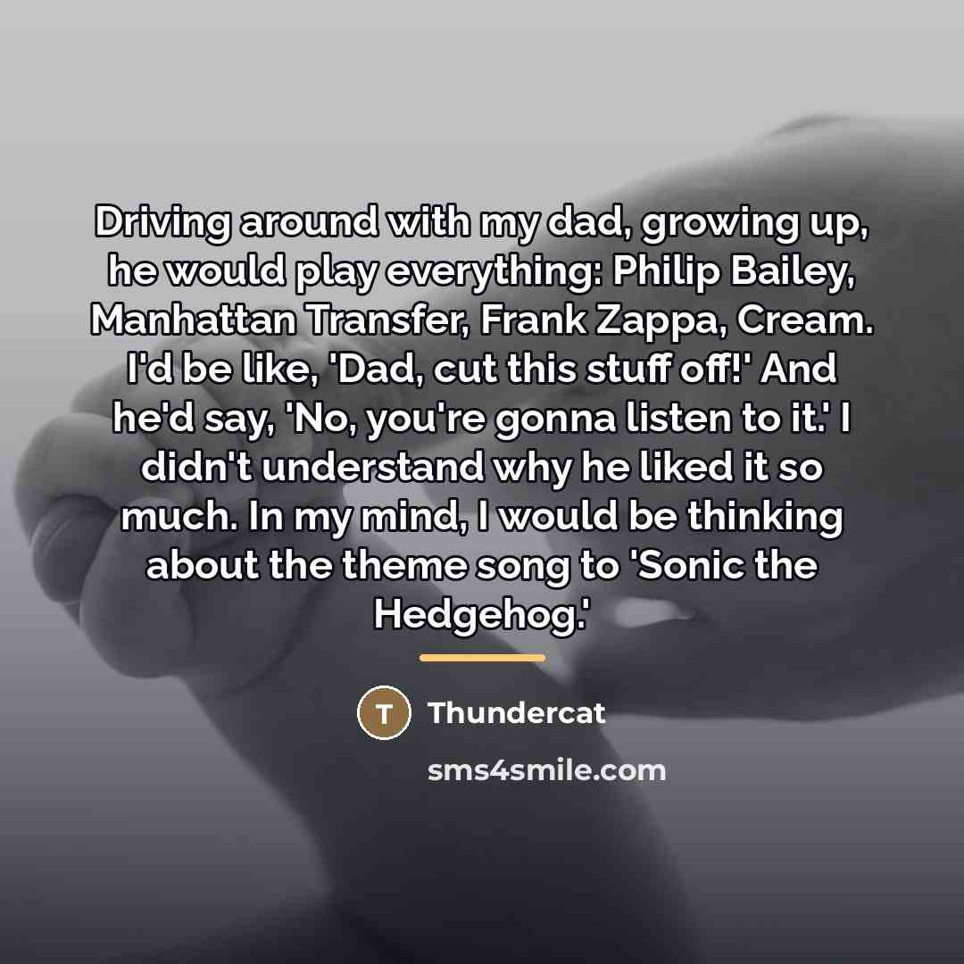 “Driving around with my dad, growing up, he would play…” quote by Thundercat