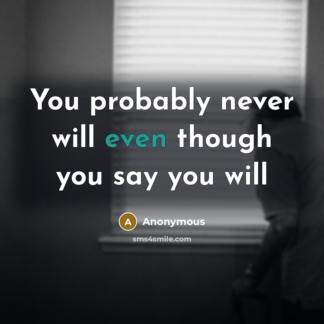 “You probably never will even though you say you will” quote by Anonymous