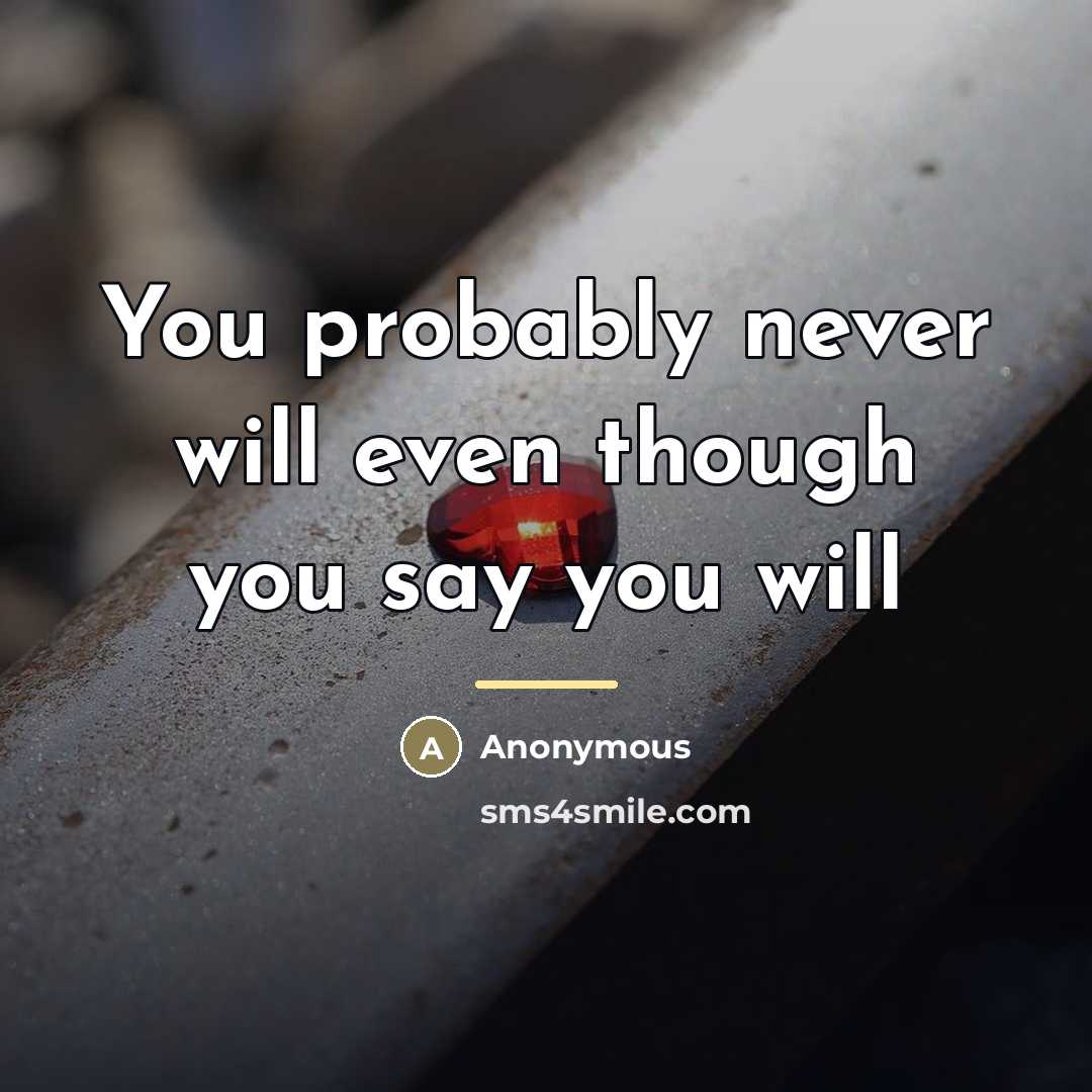 “You probably never will even though you say you will…” quote by Anonymous
