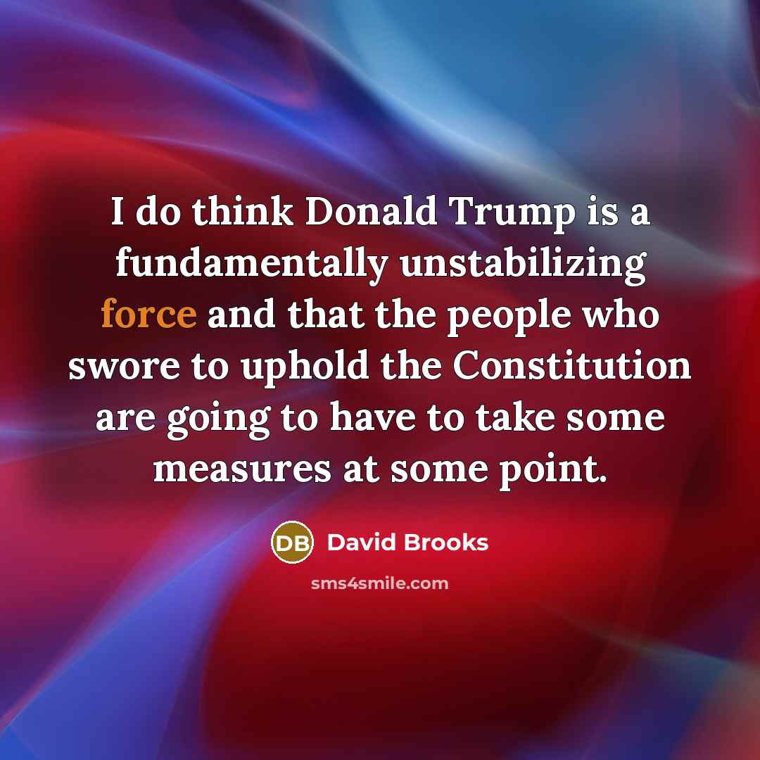 “I do think Donald Trump is a fundamentally unstabilizing force…” quote by David Brooks