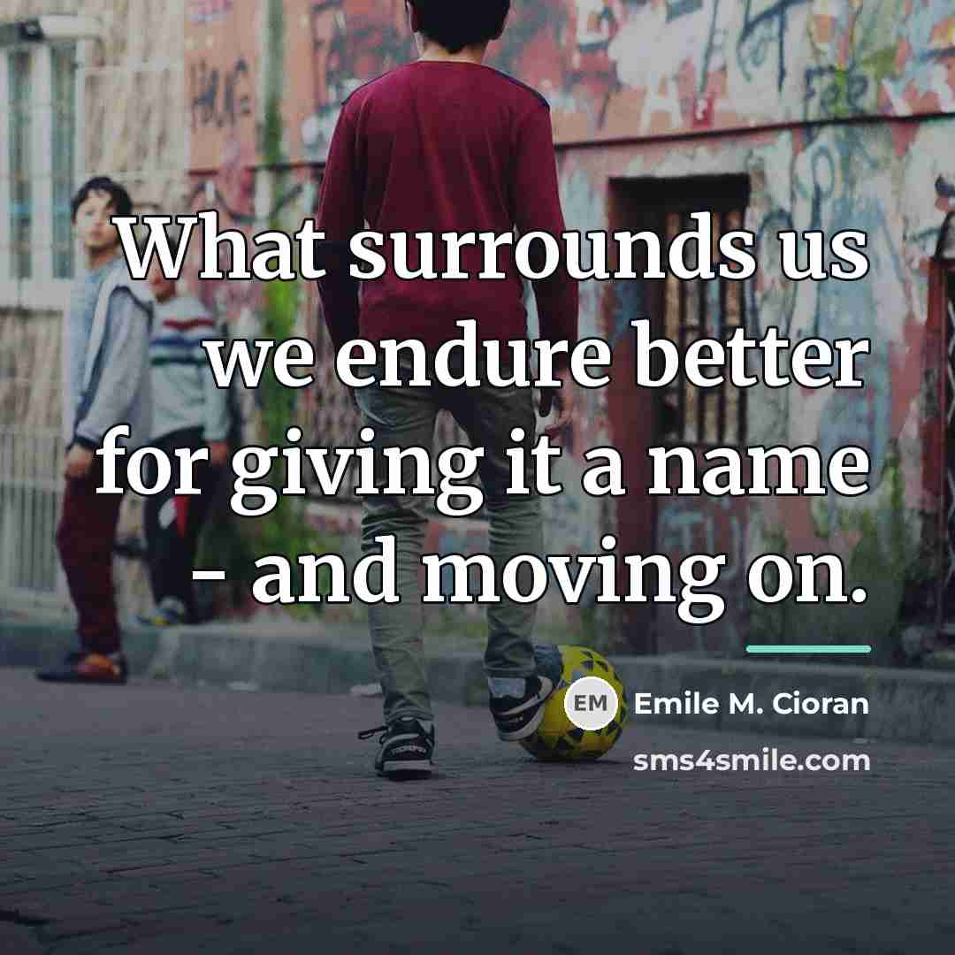 “What surrounds us we endure better for giving it a…” quote by Emile M. Cioran