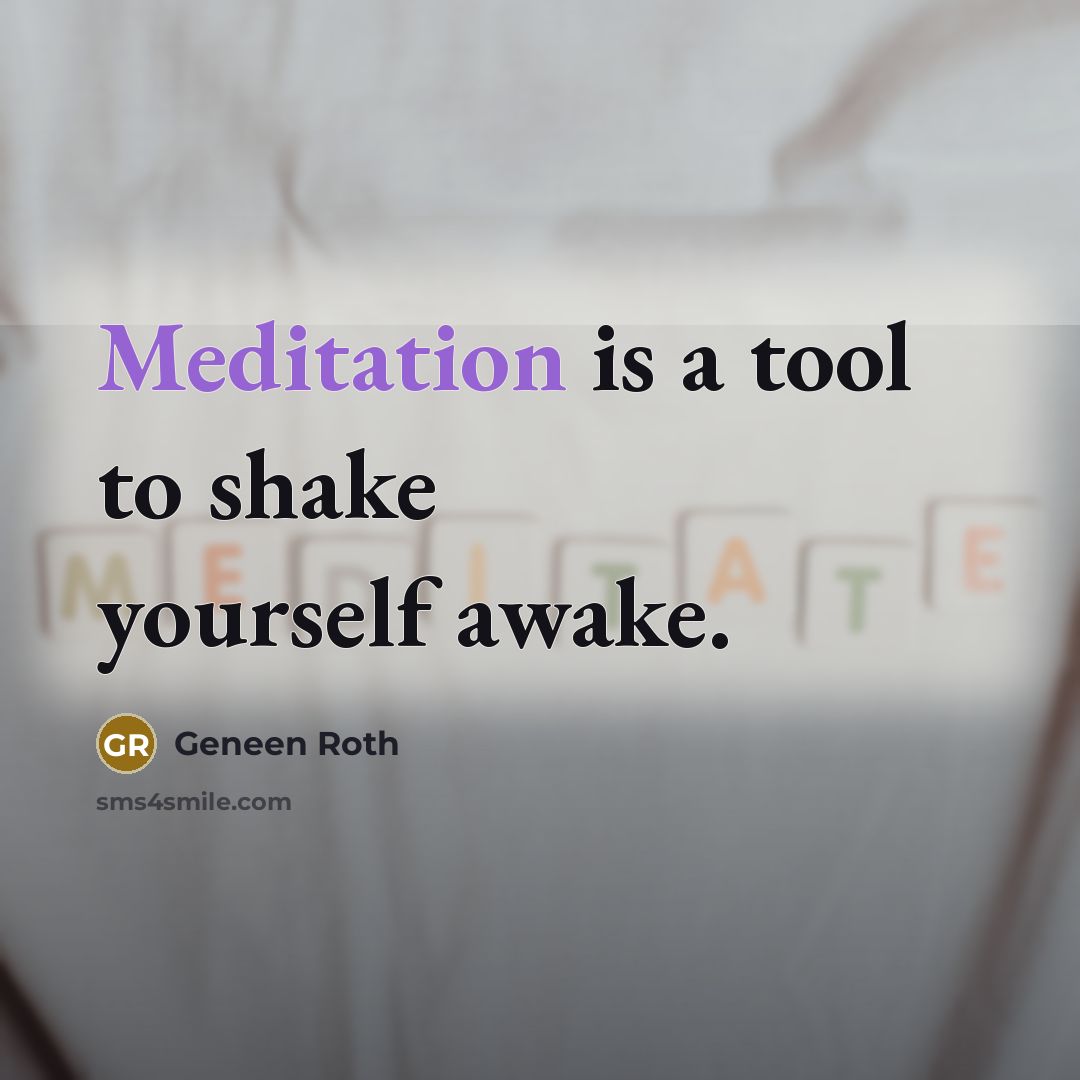 “Meditation is a tool to shake yourself awake.…” quote by Geneen Roth