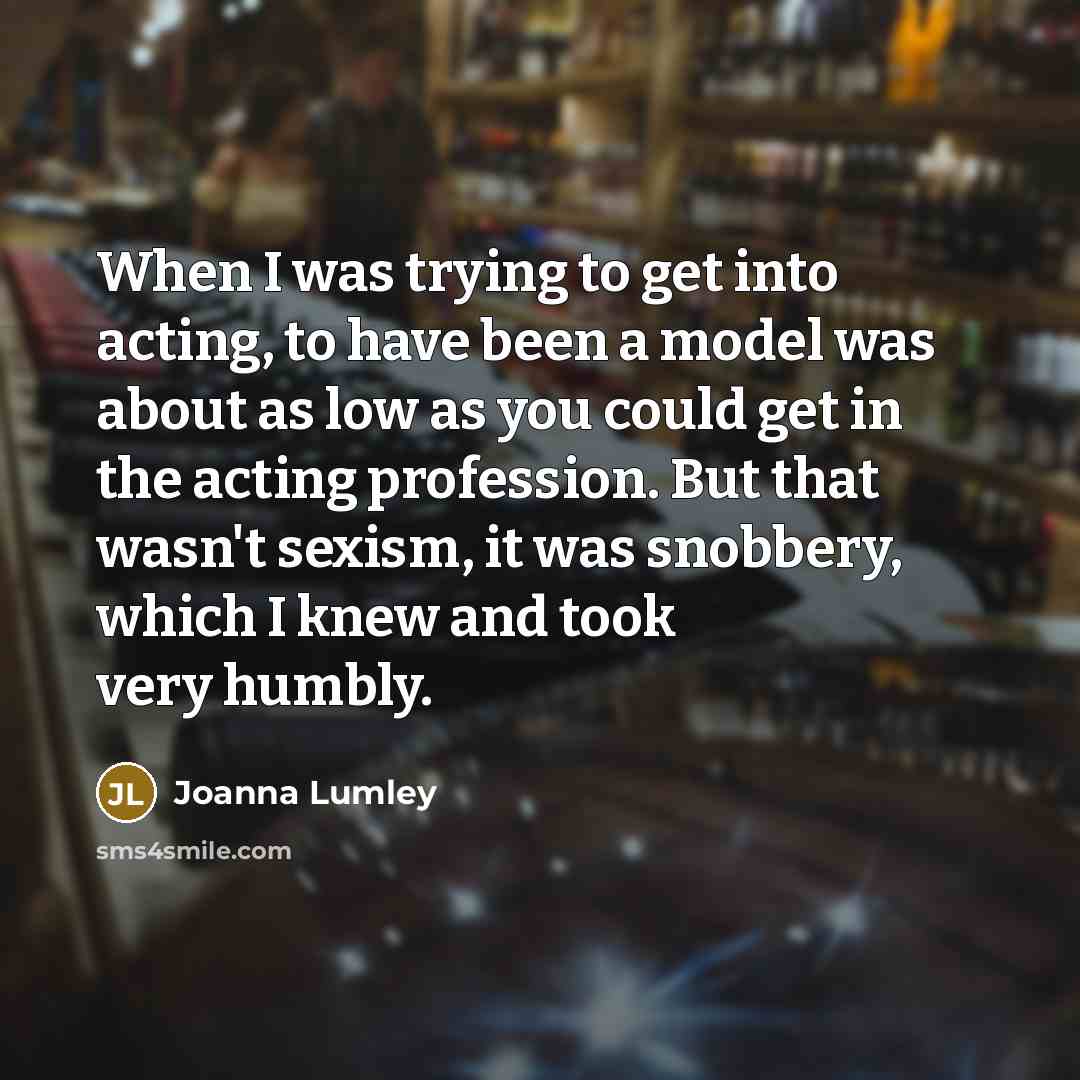 “When I was trying to get into acting, to have…” quote by Joanna Lumley