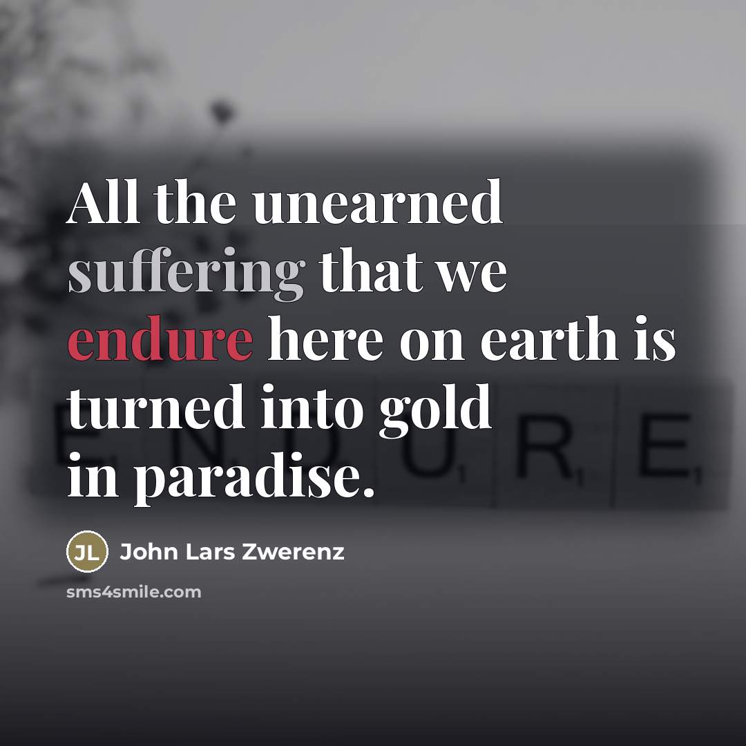 “All the unearned suffering that we endure here on earth…” quote by John Lars Zwerenz