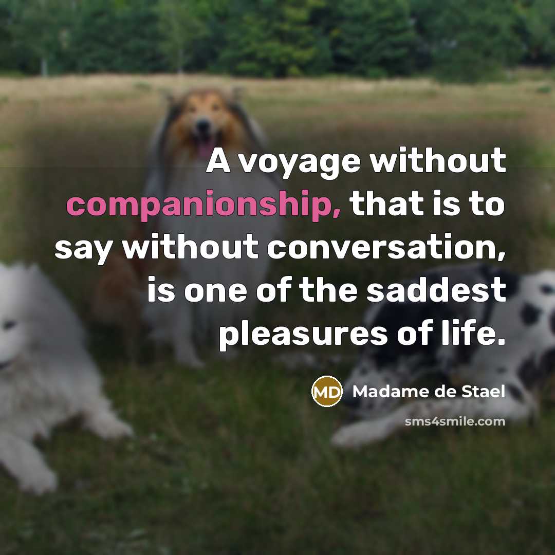 “A voyage without companionship, that is to say without conversation,…” quote by Madame de Stael
