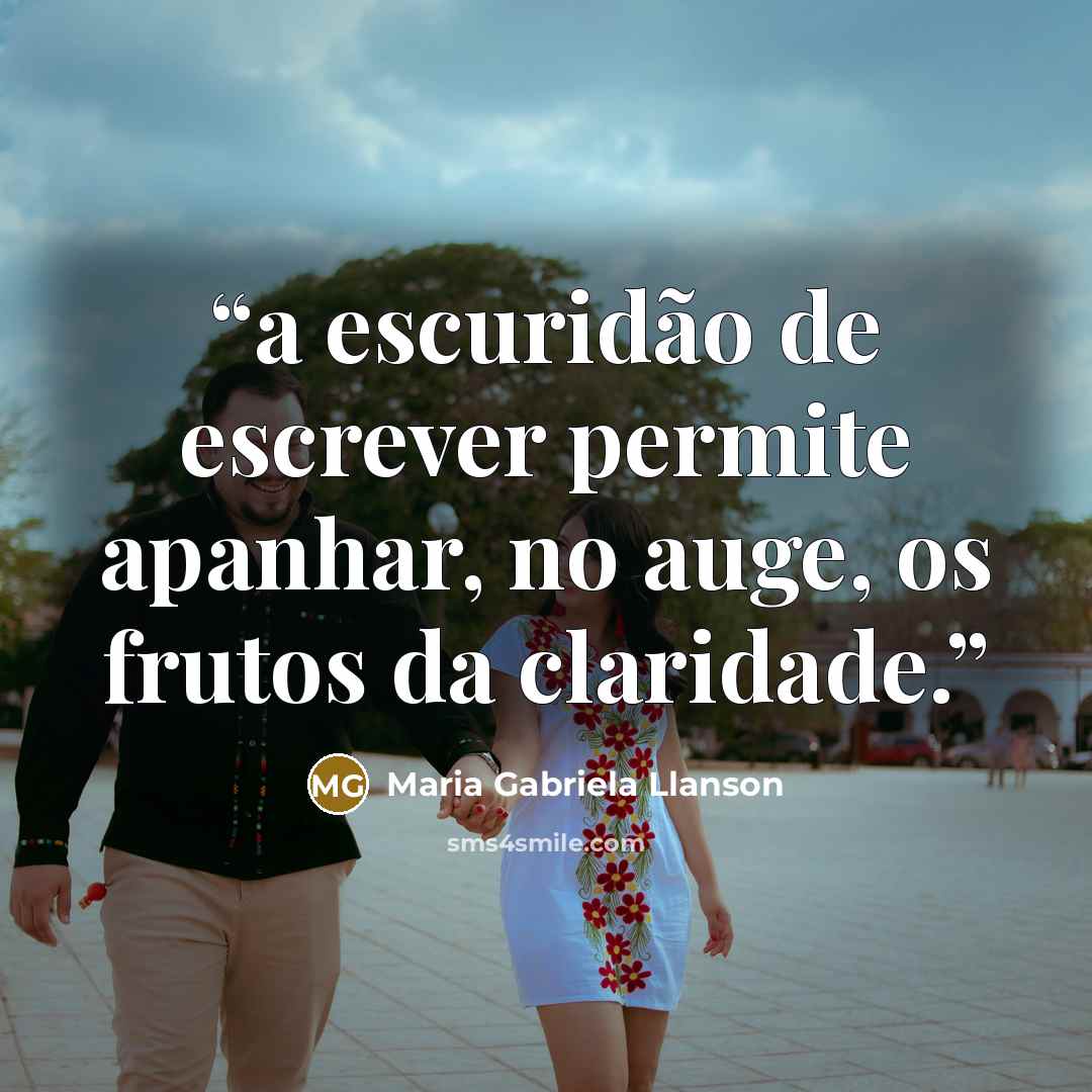 “a escuridão de escrever permite apanhar, no auge, os frutos da claridade.” quote by Maria Gabriela Llanson