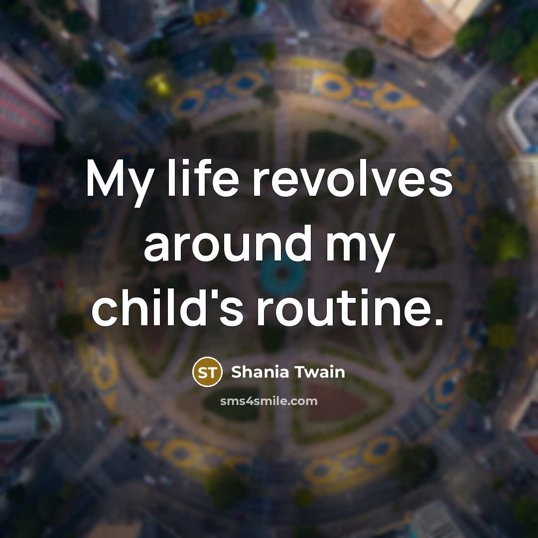 “My life revolves around my child's routine.…” quote by Shania Twain