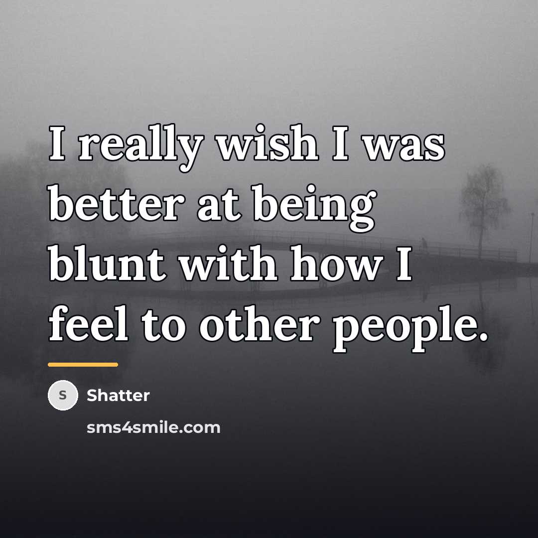 “I really wish I was better at being blunt with…” quote by Shatter