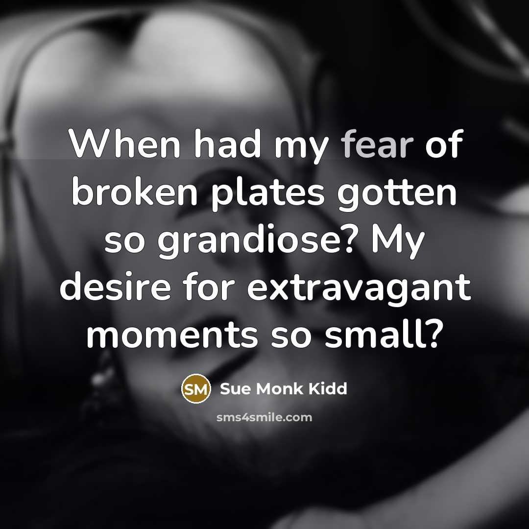 “When had my fear of broken plates gotten so grandiose?…” quote by Sue Monk Kidd