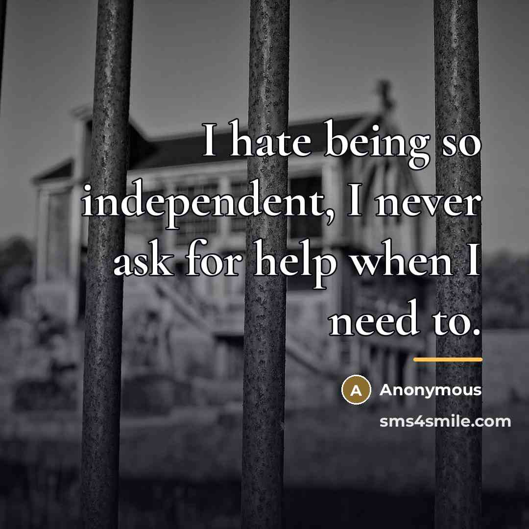 “I hate being so independent, I never ask for help…” quote by Anonymous