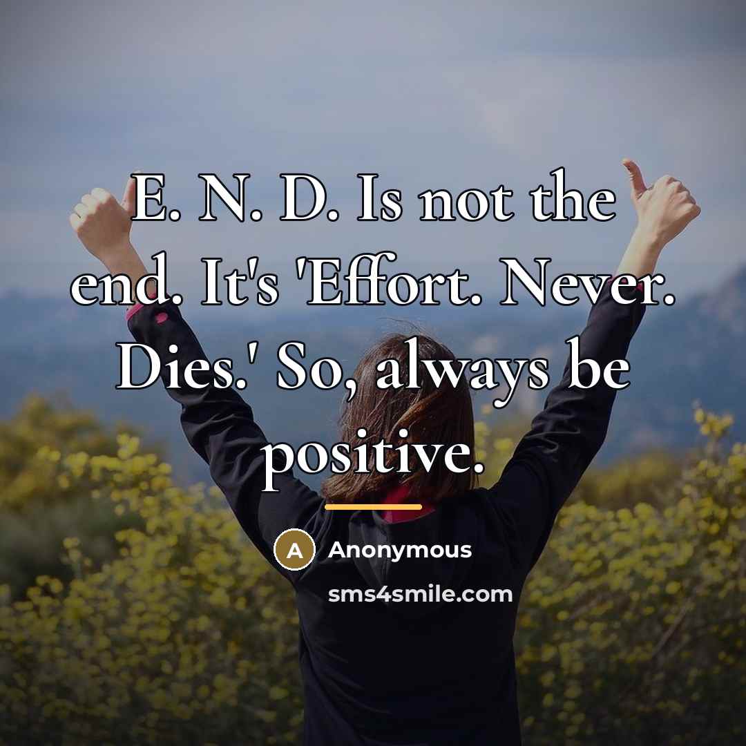 “E. N. D. Is not the end. It's 'Effort. Never.…” quote by Anonymous